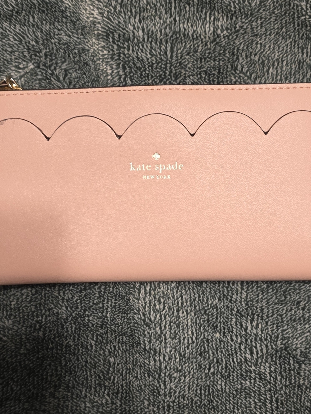 kate spade Pink Scallop Zip Wallet with Gold Logo